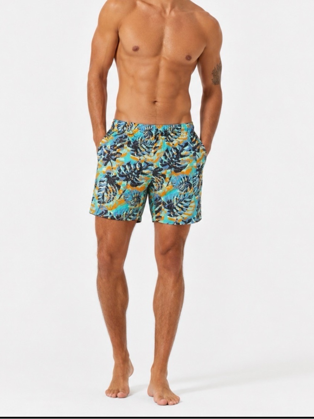 Tommy Bahama 100% Cotton Tropical Elastic Waist Shorts Size Large